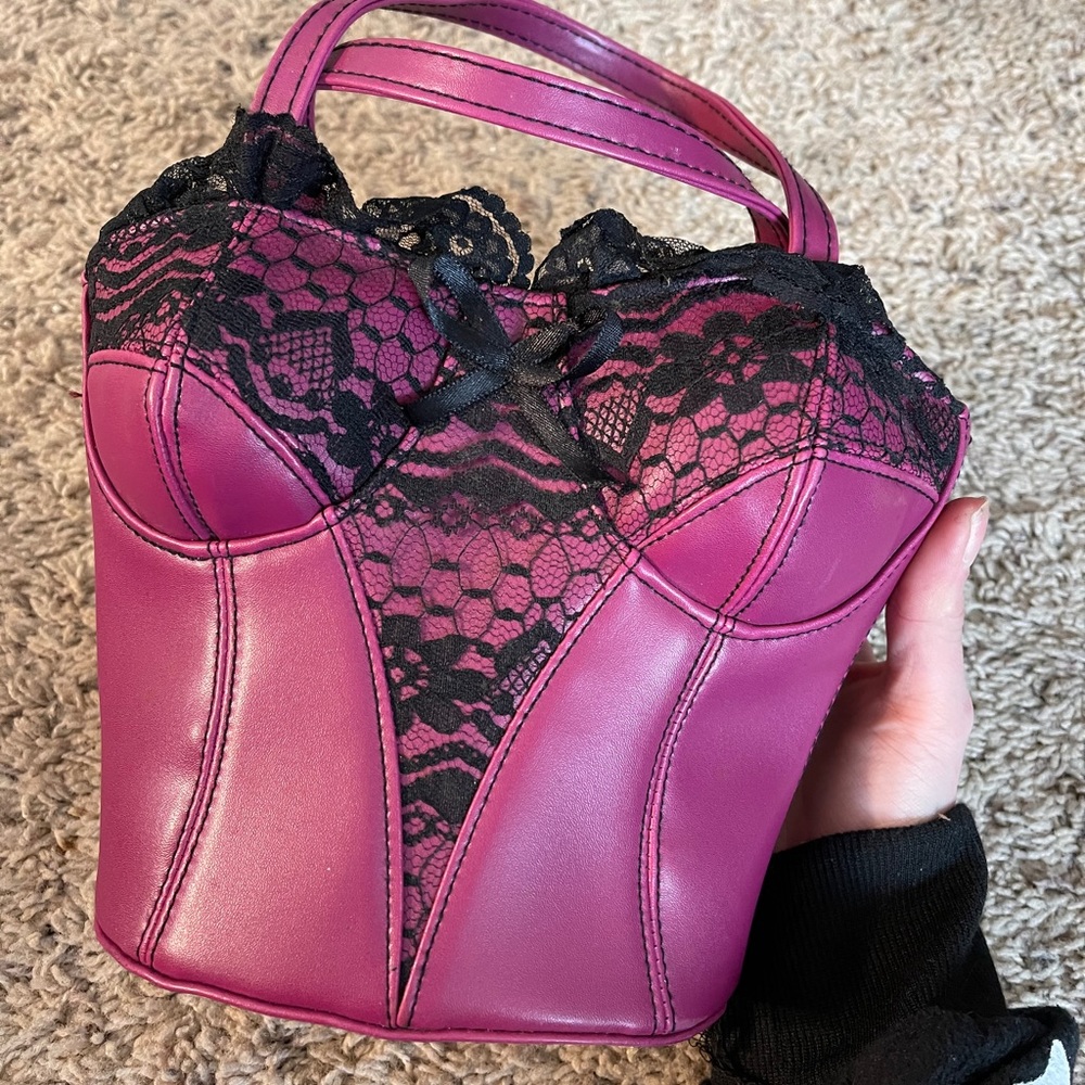 Vintage Giannini unique lace up bustier corset bag